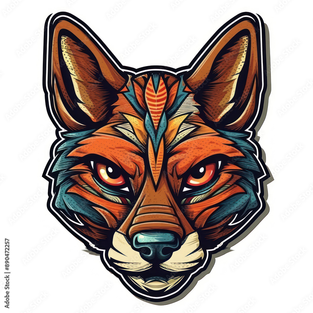 Cartoon style jackal sticker, badge design Cartoon style jackal sticker, badge design