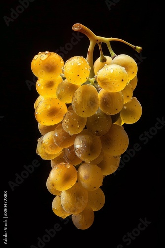Mystic photo of Chardonnay Grape, isolated on black background