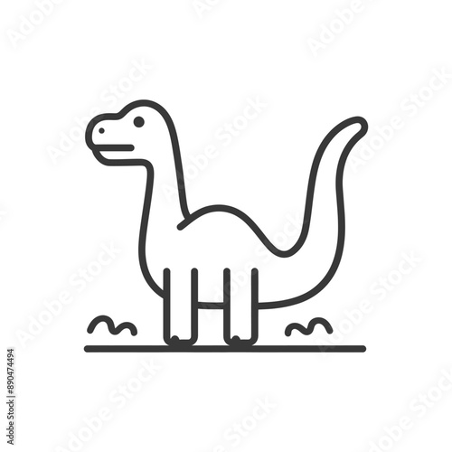 Cute Line Art Sauropod Dinosaur Illustration