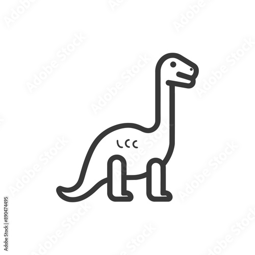 Minimalist Line Art Illustration of a Friendly Sauropod Dinosaur