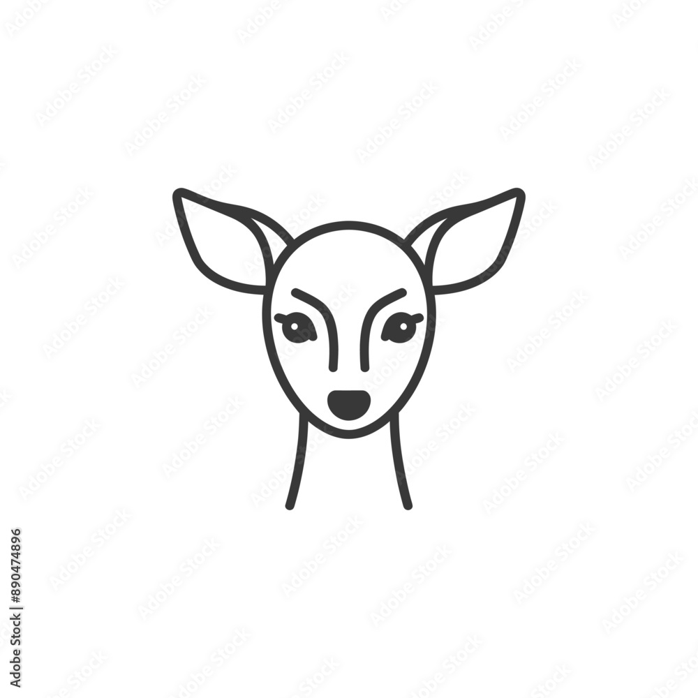 Fototapeta premium minimalist doe line art icon logo symbol