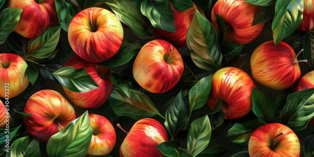 custom made wallpaper toronto digitalFresh apples with vibrant green leaves, perfect for still life photography or food styling