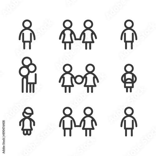 minimalist family line art icon logo symbol