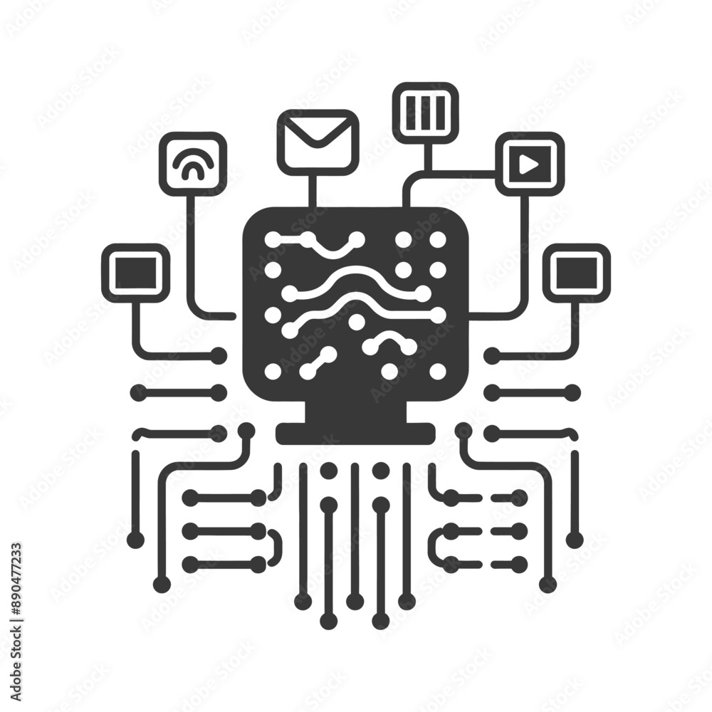 Fototapeta premium minimalist information technology line art icon logo symbol