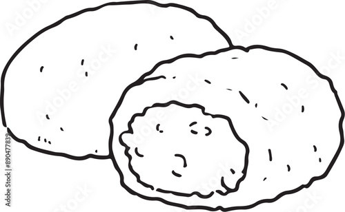 粒あんときなこのおはぎ線画