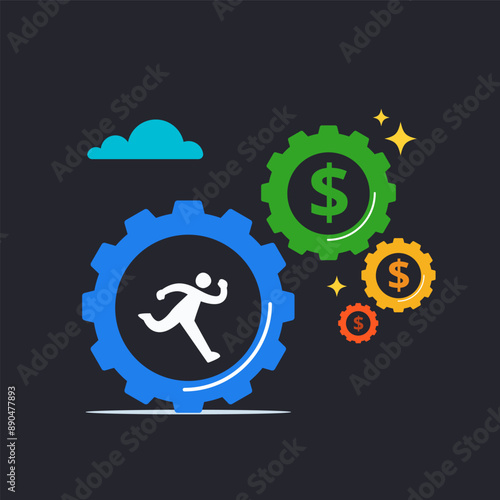 a person is running through the tangled road. Isolated Vector Illustration photo