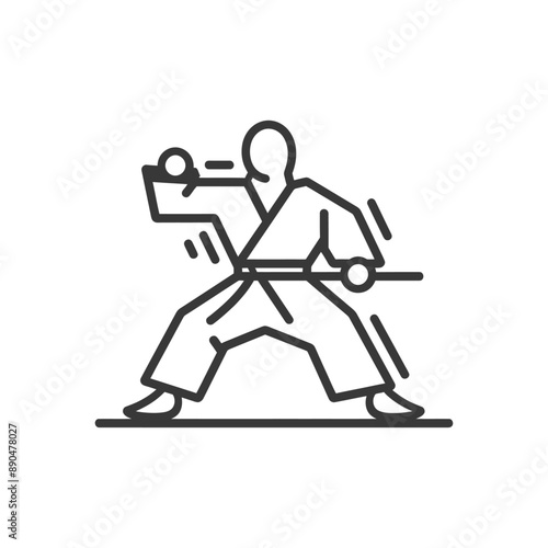 minimalist judo karate taekwondo line art icon logo symbol