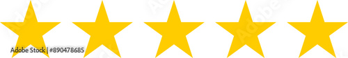5 yellow stars icon. Five gold stars vector sign