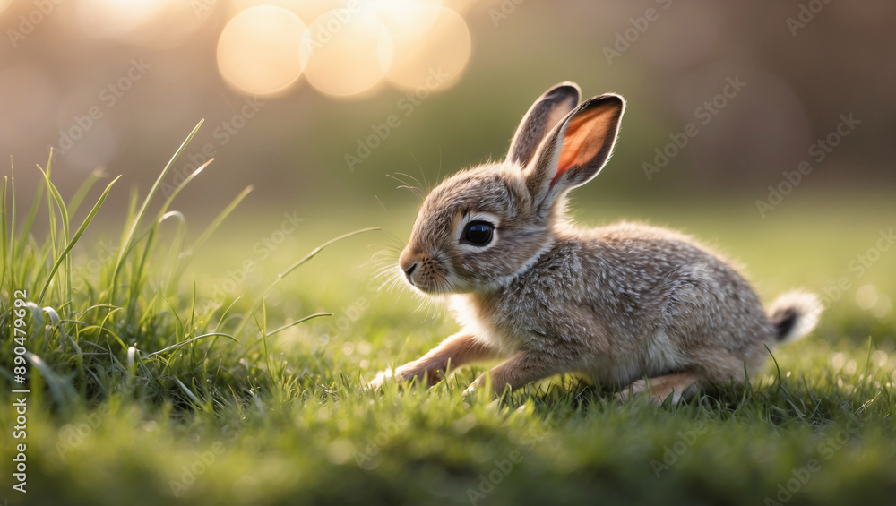 Fototapeta premium Baby hare in nature.