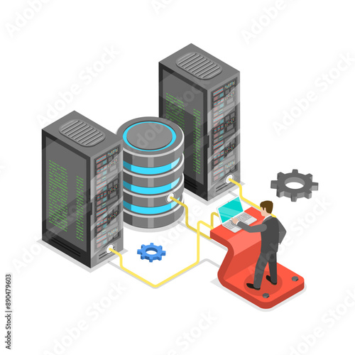 3D Isometric Flat Illustration of Software Deployment, Innovative Solutions Programming Tools. Item 2