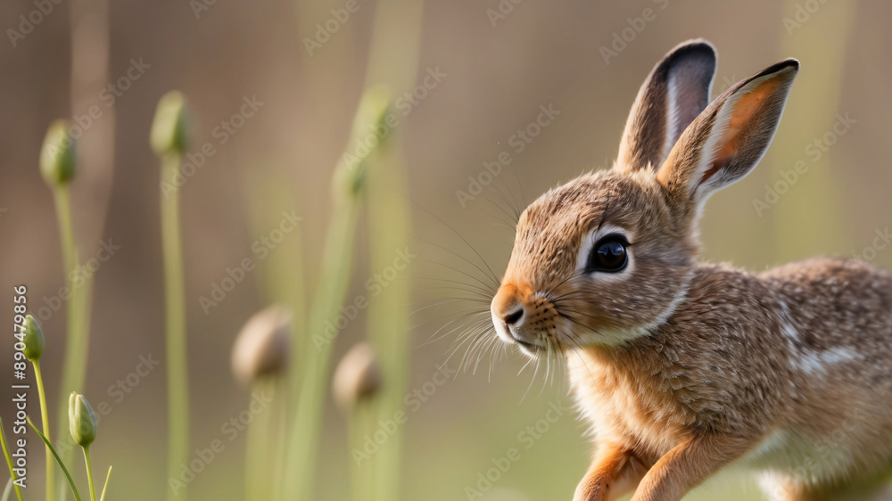 Fototapeta premium Baby hare in nature.