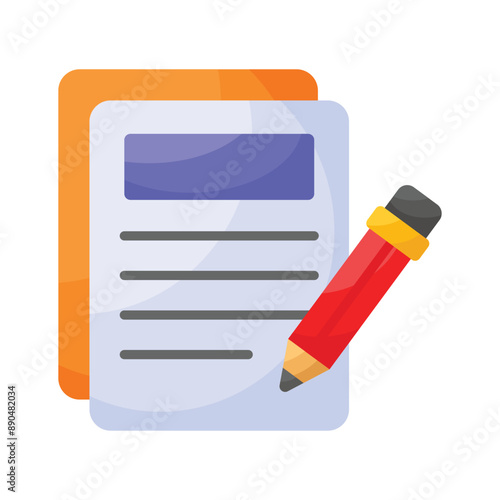 Content writing icon, a pencil with notepad, symbolizes creating engaging and informative digital content