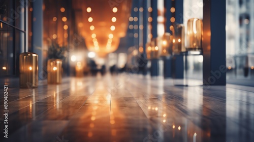 Wallpaper Mural Warm candlelight illuminates a modern, sleek hallway with blurred background. Torontodigital.ca