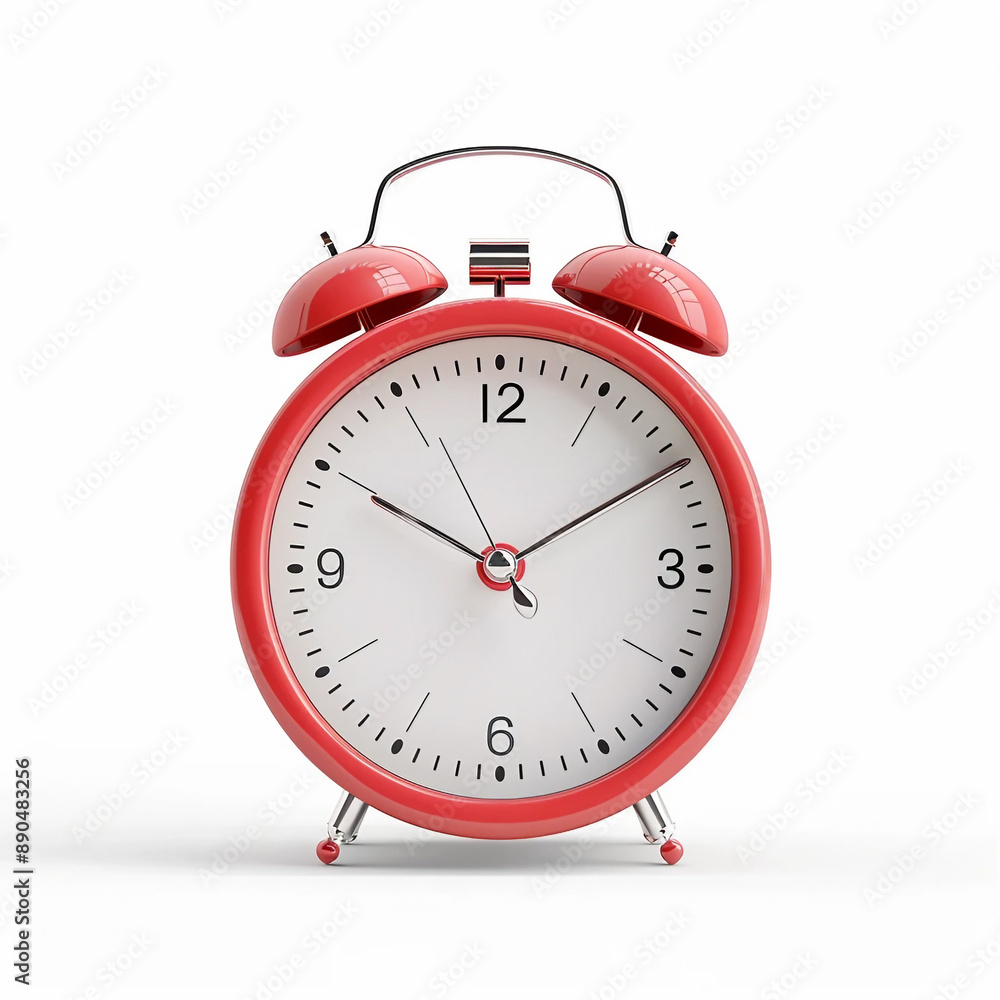 Red old alarm clock white background isolated cut out closeup shot Red old alarm clock white background isolated cut out closeup shot