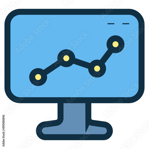 statistical line graph chart on monitor icon