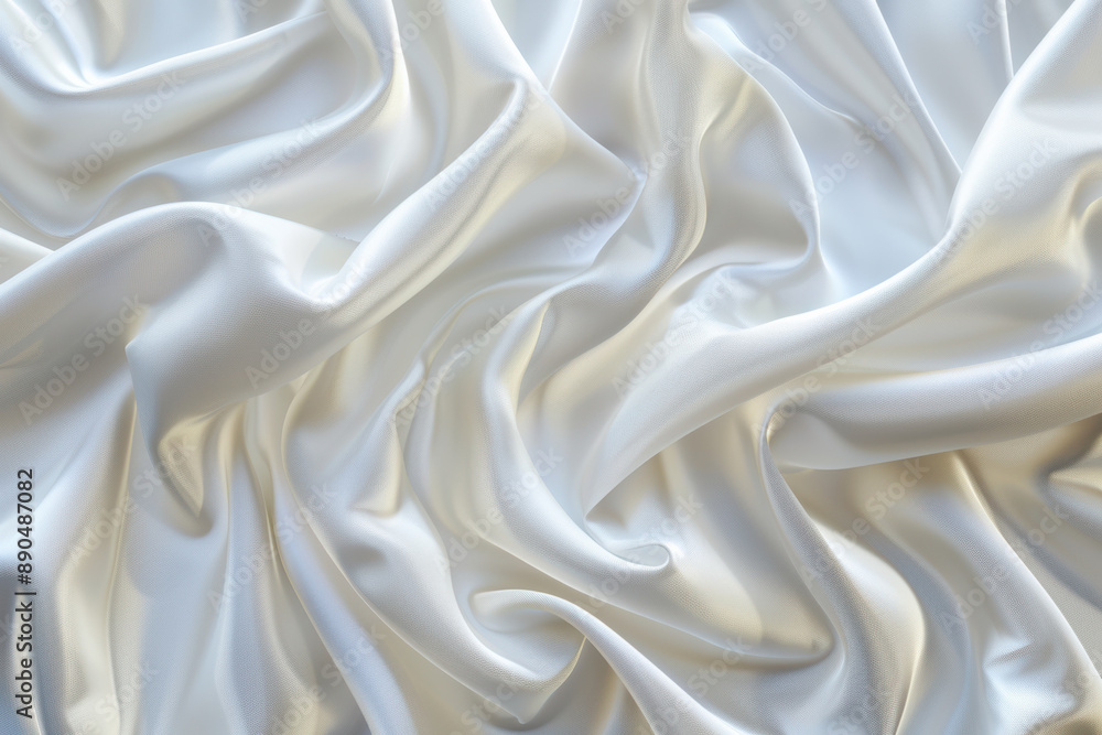 Close-up of luxurious, smooth white silk fabric with elegant folds and drapes, showcasing its texture and softness. Close-up of luxurious, smooth white silk fabric with elegant folds and drapes, showcasing its texture and softness.