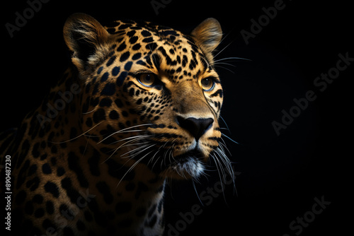 a close up of a leopard