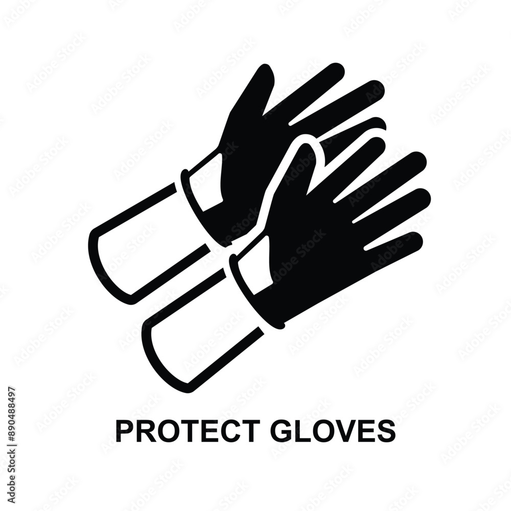 Protect gloves icon. Latex gloves putting on protect hand isolated on background vector illustration. Protect gloves icon. Latex gloves putting on protect hand isolated on background vector illustration.