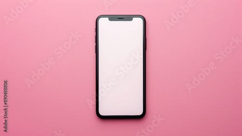 Modern smartphone with blank screen isolated on a pastel pink background, perfect for mockups and design presentations.