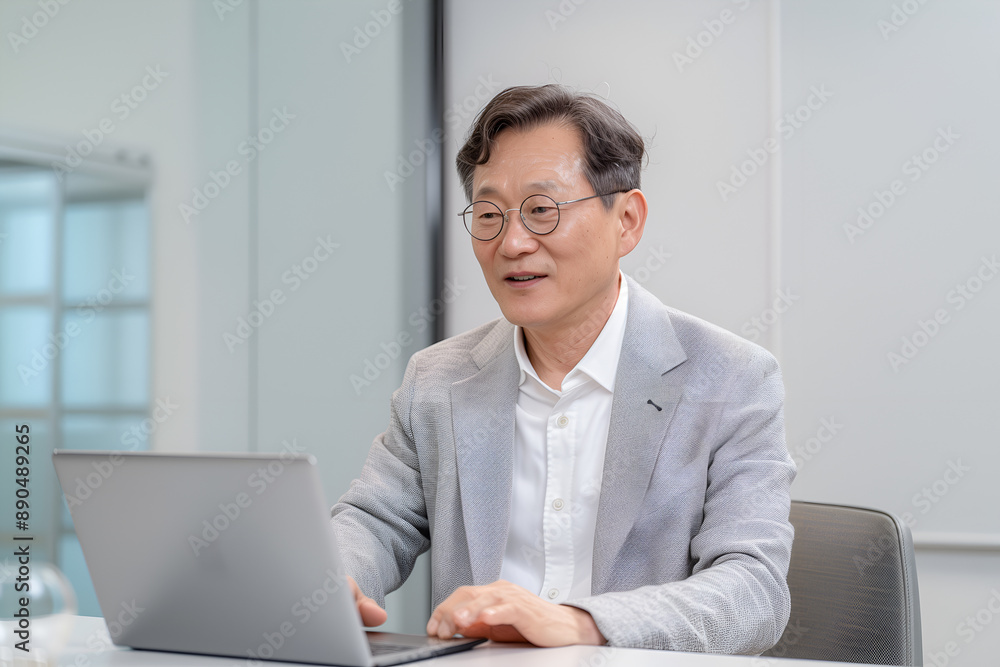 회의를 진행하는 남자 회사원 회의를 진행하는 남자 회사원