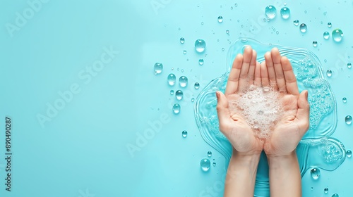 Global Handwashing Day, hand hygiene symbols, ample copy space