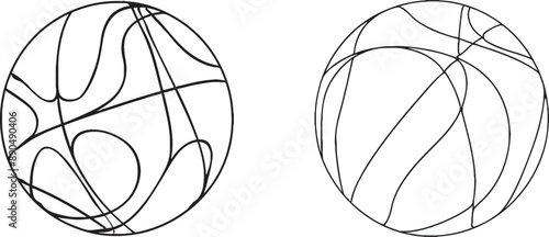 Modern illustration of a continuous one-line drawing of a basketball icon.