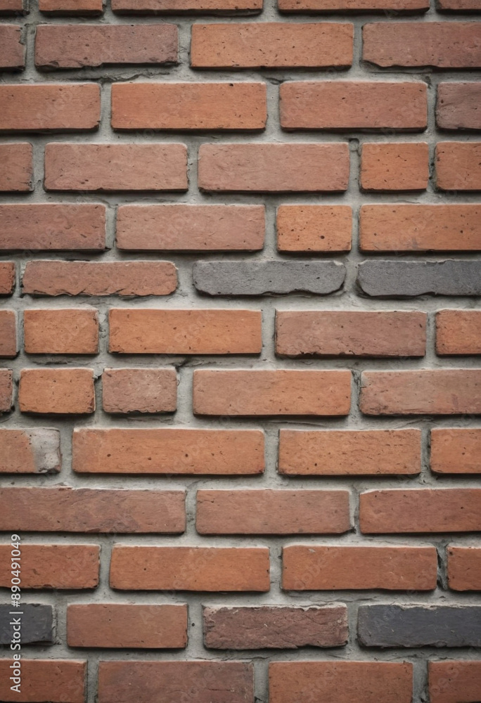 Fototapeta premium A hyper-realistic close-up of weathered brickwork on a historic building. 