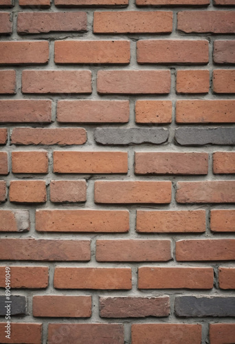  A hyper-realistic close-up of weathered brickwork on a historic building. 