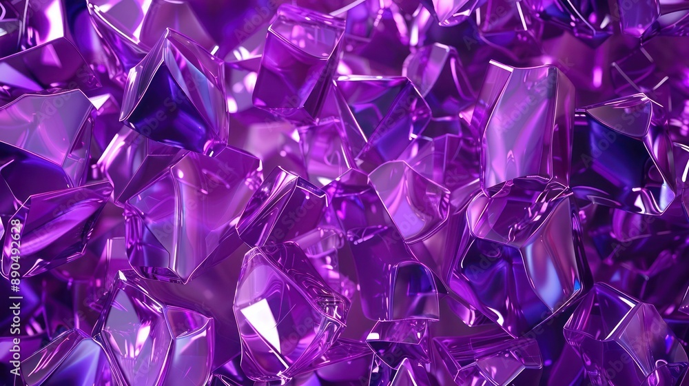 a 3D glass mosaic pattern in rich purple shades, utilizing transparent and semi-transparent shapes for a vibrant, reflective background. a 3D glass mosaic pattern in rich purple shades, utilizing transparent and semi-transparent shapes for a vibrant, reflective background.
