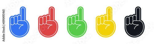 Foam fan finger hand. Fan gloves with thumbs up, team support. sign of support for sports concept. Vector illustration