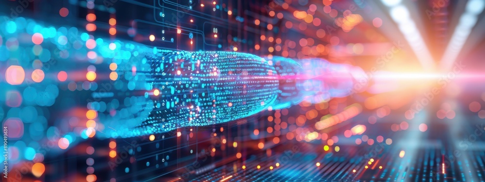 TOR server, holographic end-to-end data, advanced firewall security, glowing neon elements TOR server, holographic end-to-end data, advanced firewall security, glowing neon elements