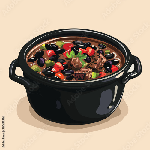 Black Bean Soup with Beef, Chili Peppers, and Cilantro
