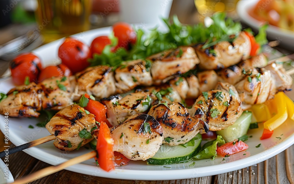 Plate of chicken skewers and vegetables a delicious and healthy meal option Grilled chicken, healthy, Grilled, delicious, skewers, chicken, chicken, Plate Plate of chicken skewers and vegetables a delicious and healthy meal option Grilled chicken, healthy, Grilled, delicious, skewers, chicken, chicken, Plate