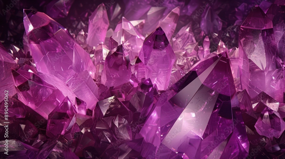 Deep purple 3D abstract background with hyper-realistic crystal textures, intricate facets and light reflections Deep purple 3D abstract background with hyper-realistic crystal textures, intricate facets and light reflections