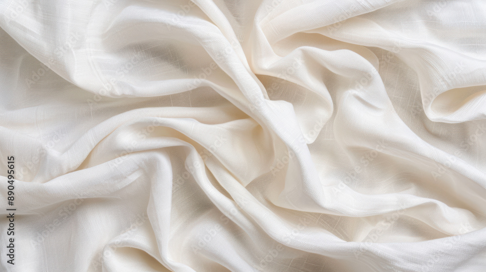 Close-up of soft, white silk fabric with elegant folds and delicate texture, ideal for textile backgrounds, fashion design, and luxury materials. Close-up of soft, white silk fabric with elegant folds and delicate texture, ideal for textile backgrounds, fashion design, and luxury materials.