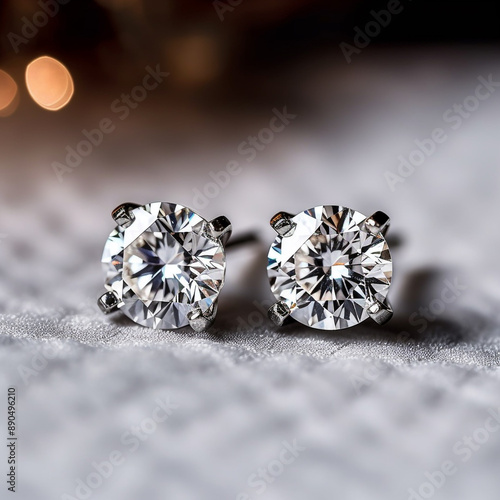 diamond earrings are on a black surface