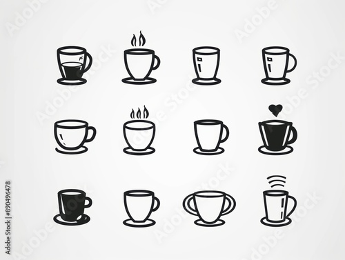 Wallpaper Mural simple illustration of coffee mugs, which are symbols of art Dynamic on a clean white background. Torontodigital.ca