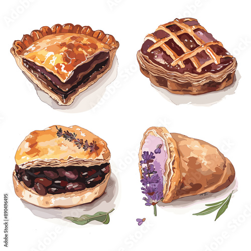 Four delicious pastries with various fillings and crusts