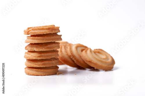 Wallpaper Mural A stack of butter cookies. Isolated on white background. Perfect for commercial usages. Torontodigital.ca