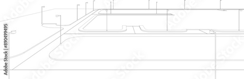 3D illustration of street and city