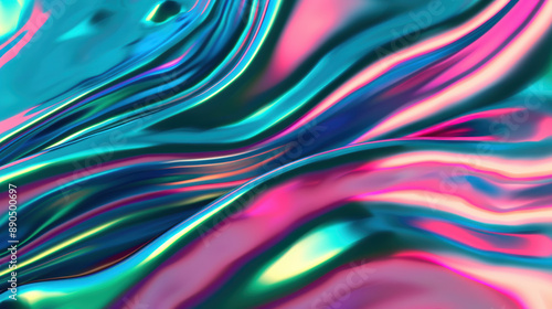 Vibrant abstract wave pattern with glossy, colorful fluid lines creating a dynamic, modern, and futuristic visual effect.