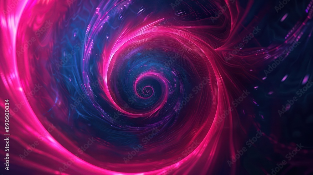 Intense magenta and deep indigo spirals warp together, creating an abstract space-time vortex with a 3D effect Intense magenta and deep indigo spirals warp together, creating an abstract space-time vortex with a 3D effect