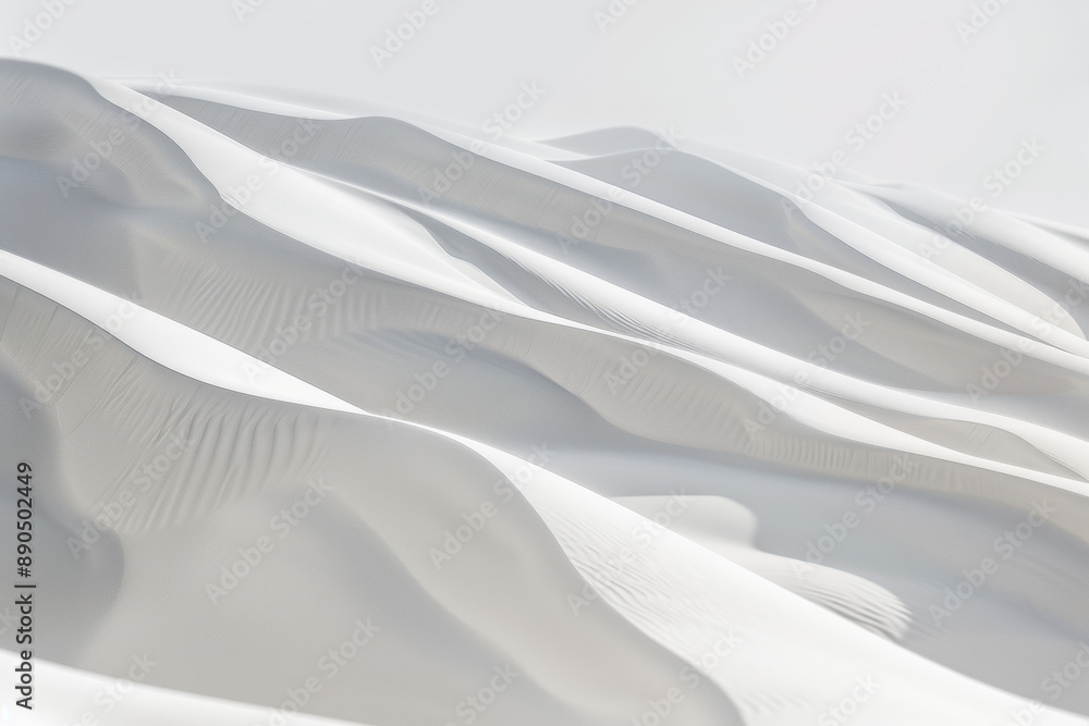Obraz premium Stunning white sand dunes create a mesmerizing landscape with smooth, wavy patterns and soft shadows under clear skies.