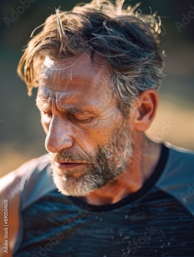 A close-up shot of a man with a beard