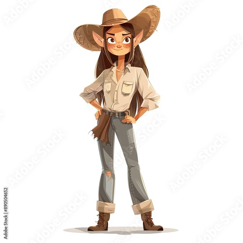 Mule Tomboy fashion cartoon isolated whitebackground