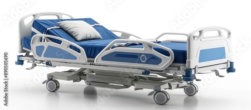 Hospital Bed with Blue Mattress and White Pillow © GoDress
