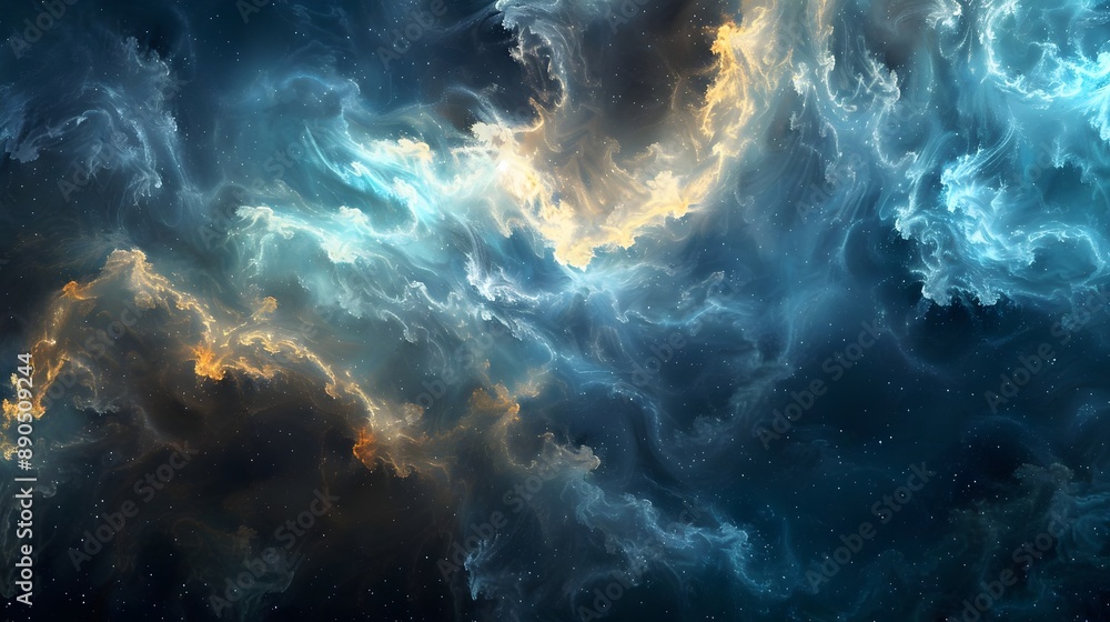 Cosmic Nebula and Celestial Bodies with Rich Deep Blues Abstract Background Cosmic Nebula and Celestial Bodies with Rich Deep Blues Abstract Background