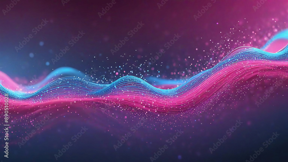 Obraz premium A colourful, abstract image of a wave in pink and blue tones. The image has a dreamy, ethereal air to it, with the colours merging together to produce a sense of movement and fluidity.