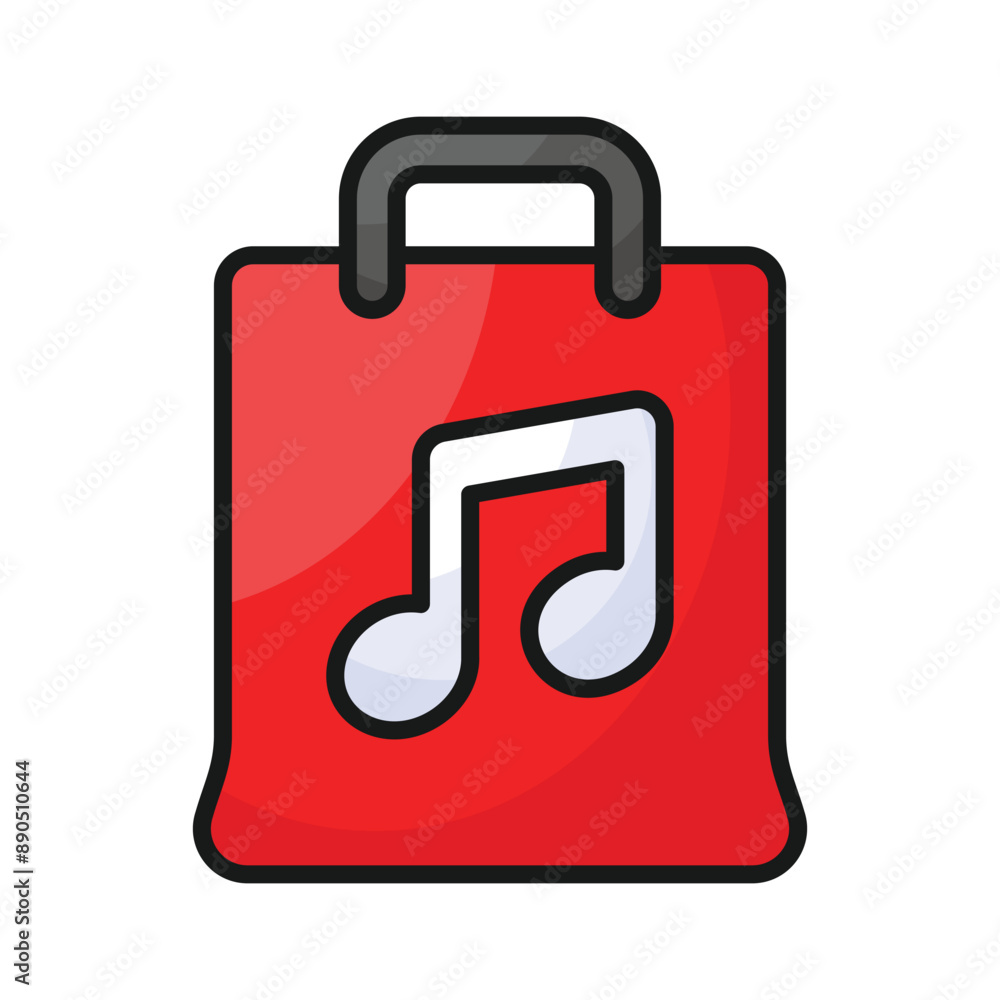 Music note on shopping bag denoting icon of music store, ready to use icon Music note on shopping bag denoting icon of music store, ready to use icon