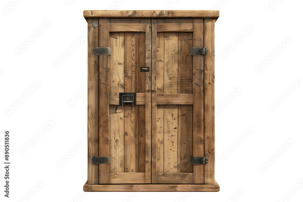 Wooden locker box with close door isolated on transparent background Wooden locker box with close door isolated on transparent background